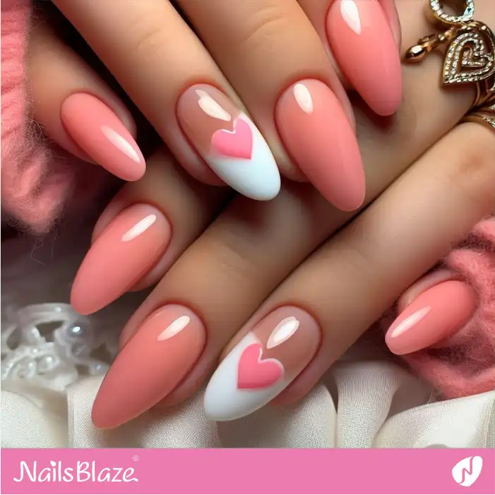 Simple Peach Fuzz Nails with Hearts | Color of the Year 2024 - NB1881
